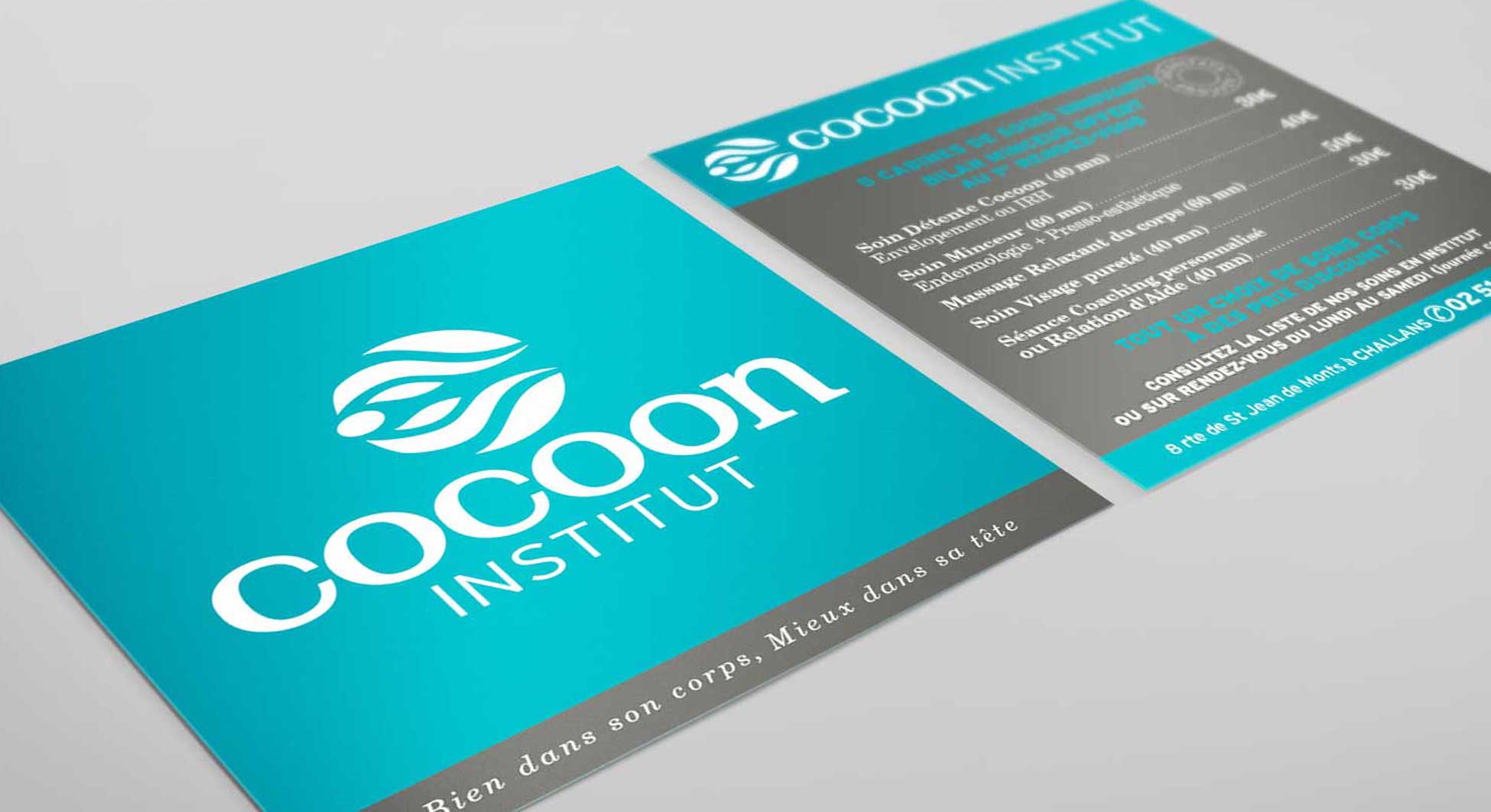 Conception du flyer 10 x 10 cm.